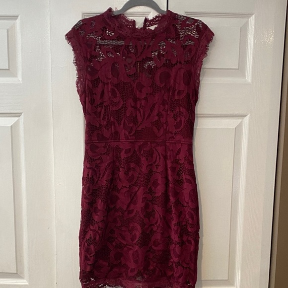 Sans Souci Dresses & Skirts - Sans Souci Burgundy Lace Mini Dress